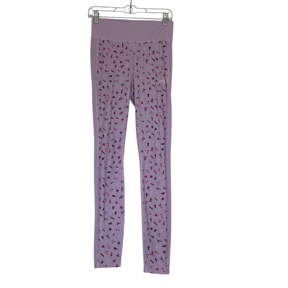 Kari Traa Womens Lavender Purple Winter Ski Print Base Layer Leggings Size M